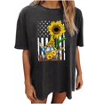 thumbnail image 1 of Lenago Blouses et Hauts d'Été Grande Taille pour Femmes Mode Imprimée Col Rond Manches Courtes T-shirt Blouse Ample Tenues du 4 Juillet pour Femmes, 1 of 3