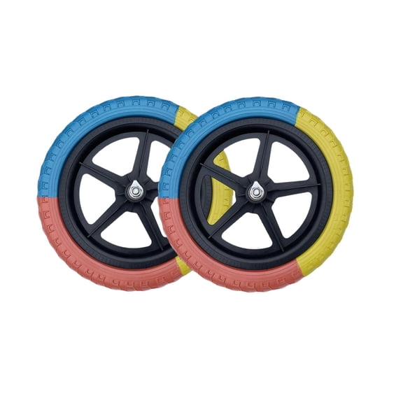Pack of 2 Comfort Enhancing 12 Inch Foam Wheels for Balance Bikes Featuring Tricolor Construction Safe Riding