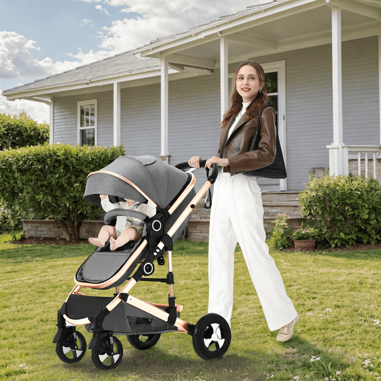 Khaki and rose gold pram sale