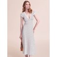 thumbnail image 4 of Women Summer Dresses Deep V Neck Polka Dot Prined Splice Lace Dress Elegant for Party White L, 4 of 9