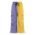 thumbnail image 6 of adviicd Women Cargo Pants Patchwork Y2K Streetwear Baggy Drawstring Elastic Parachute Pants Purple, M, 6 of 7