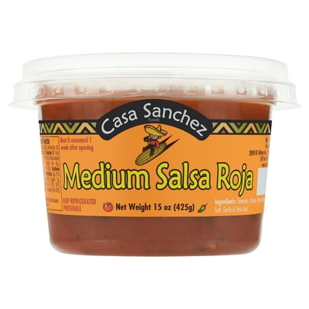 Casa Sanchez Fresh Produce, Refrigerated Medium Salsa Roja, 15 oz Tub