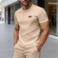 thumbnail image 5 of COSFO Jacquard Summer T Shirts for Men Casual Short Sleeve Shirt Solid Crew Neck Classic Fit Men T Shirts Xl, 5 of 9