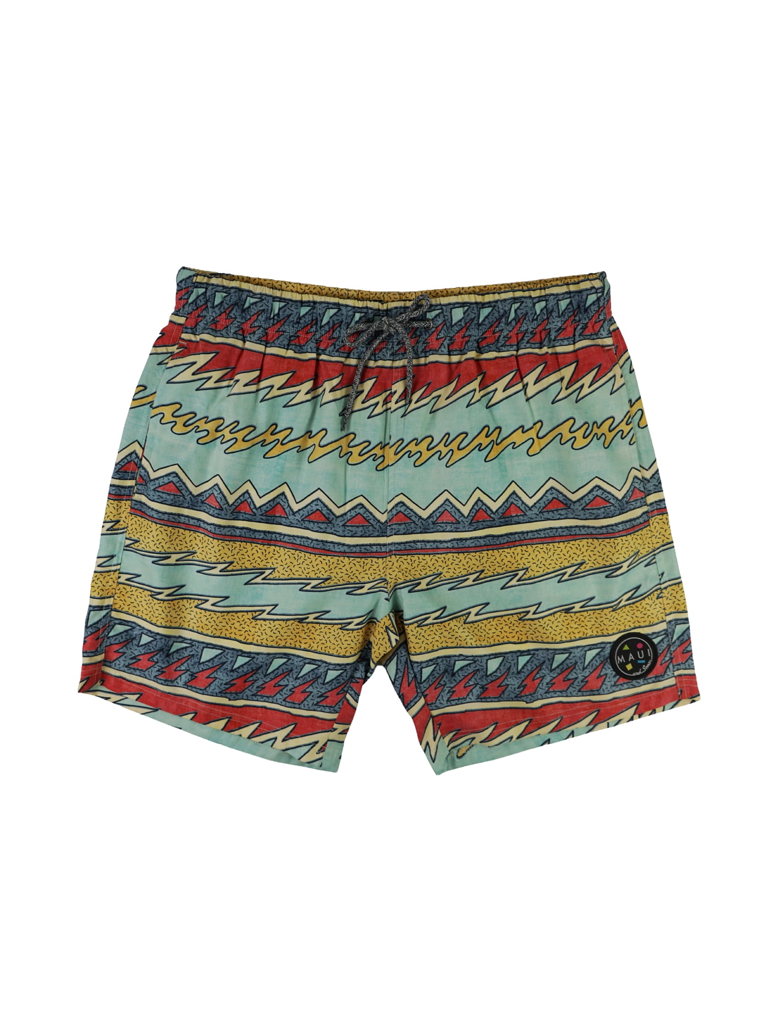 Maui and Sons Sunday Stripe Men's Swim Trunks | Classic Multicolor Quick Drying Pool Shorts Inspired by California Surf Culture & Designed for Everyday Comfort