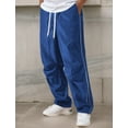 thumbnail image 5 of FEOYA Parachute Sweatpants for Men Y2k Baggy Straight Vintage Track Pants Loose Sport Skateboard Trousers Wide Leg Side Stripes Hip Hop Pant with Drawstring M Blue, 5 of 7