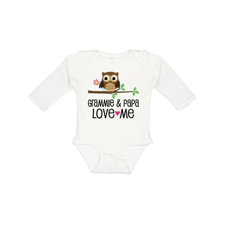 

Inktastic Grammie and Papa Love Me Granddaughter Owl Gift Baby Girl Long Sleeve Bodysuit