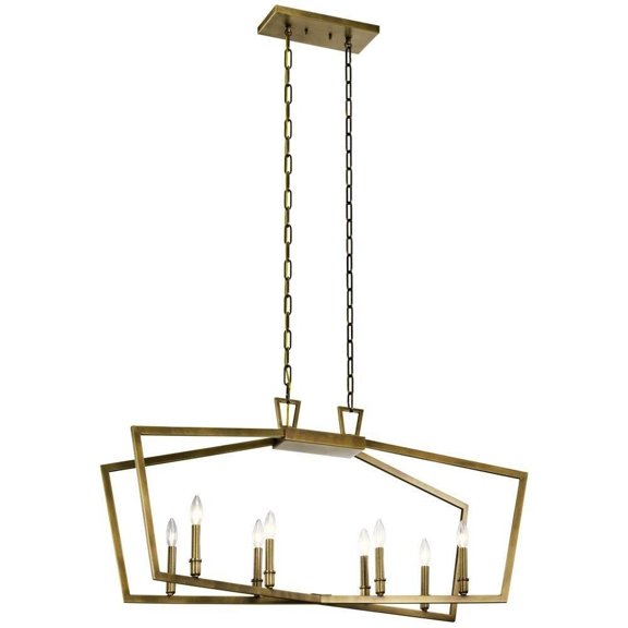8 Light Linear Chandelier with Traditional Inspirations 20.25 inches Tall By 12.75 inches Wide-Natural Brass Finish Bailey Street Home 147-Bel-3329968