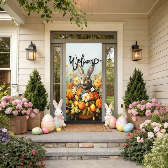 Easter Decoration Set Spring Home Decor, Bunny Decor for Home, Indoor, Tiered Tray, Spring Rabbit Stuffed Centerpiece Table, Easter Basket Stuffers Essentials for Women, Gnome Surprise