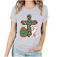 thumbnail image 2 of RKSTN Hauts pour Femmes 2024 Imprimé Ufs de Pâques Manches Courtes Col Rond Mode Couleur Unie Blouse Ample Douce Grande Taille, 2 of 3