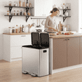 thumbnail image 6 of TLSUNNY 2 x 10.6 Gal Compartment Trash Can with Odor-Control Box, Large Step-on Recycle Bin, 2 Removable Inner Buckets, for Kitchen, Bathroom, Office, 6 of 11