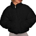 thumbnail image 3 of Female Fleece Full-Zip Jacket Long Sleeve Coat Soft Warm with Pockets Black XXL, 3 of 10