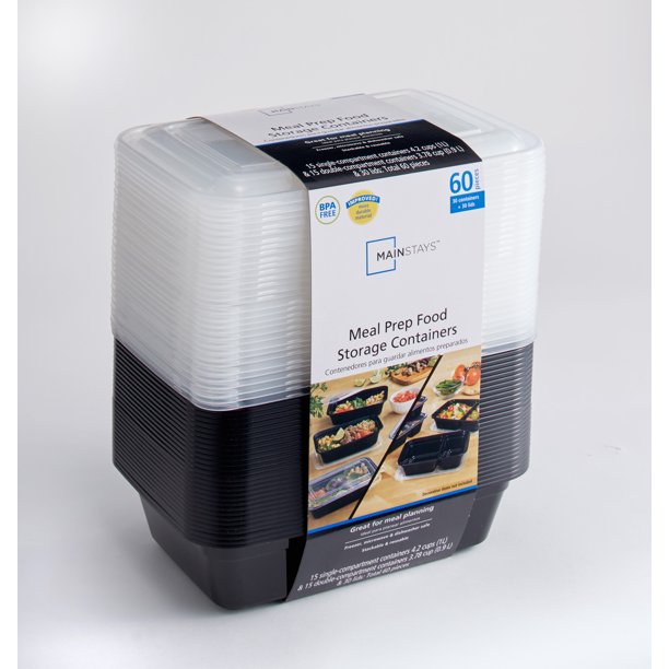 Mainstays Meal Prep Food Storage Containers, 60 pieces