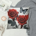 thumbnail image 2 of GOSMITH Red Rose Throw Pillow Covers Navy Blue Ombre Pillow Covers for Adult Room Decor,Vintage Watercolor Artwork Cushion Cases,Oil Painting Butterfly Floral Decorative Square Pillow Cases, 2 of 5