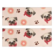 Kitchen Rugs Sets Of 2,Pug and Donut Anti Fatigue Kitchen Mat Rugs Non Slip Washable,Decorative Kitchen Floor Mats for Kitchen,Sink,Laundry,17"X47"