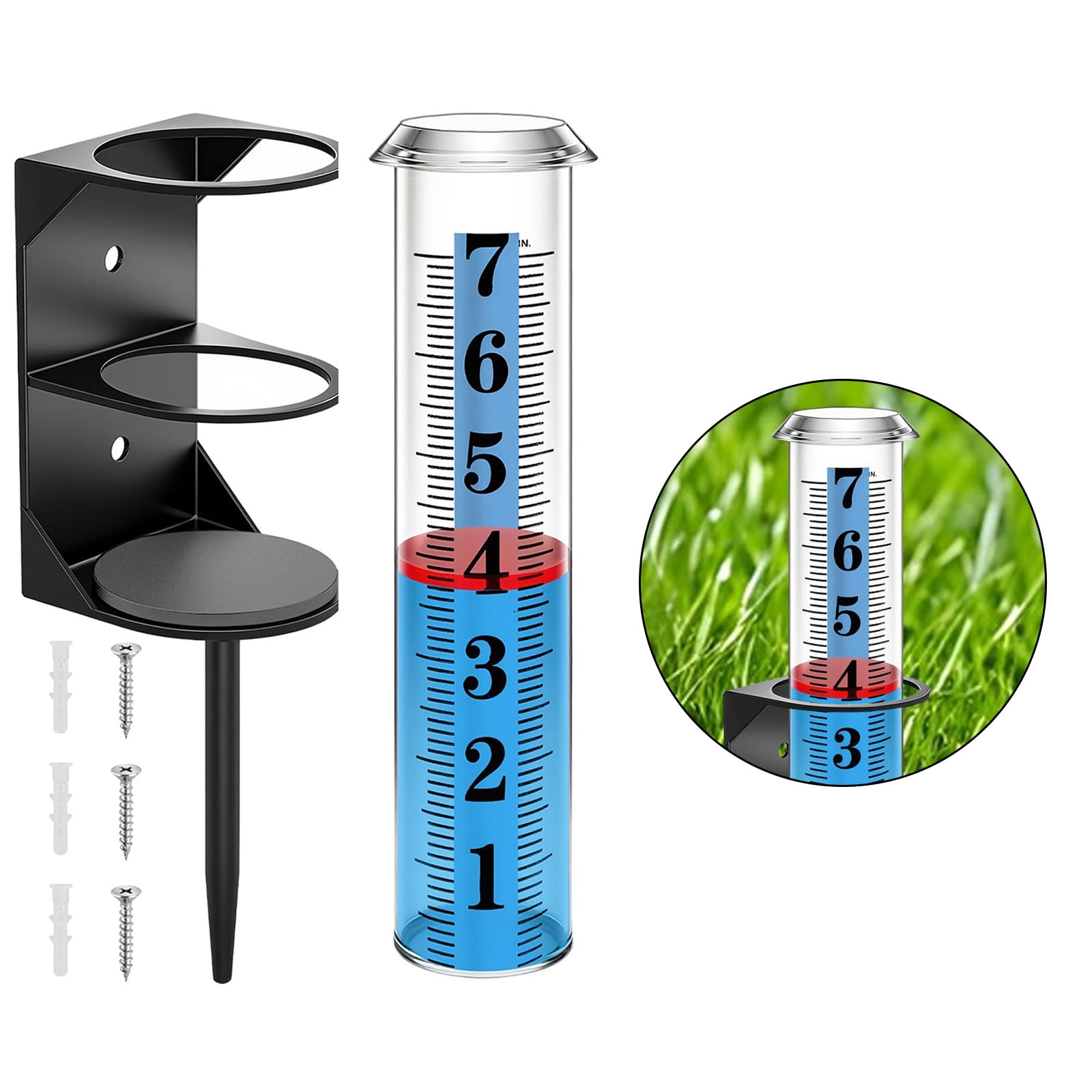 Precise Metal Rain Gauge with Stable Base for Accurate Rainfall Tracking in Gardens