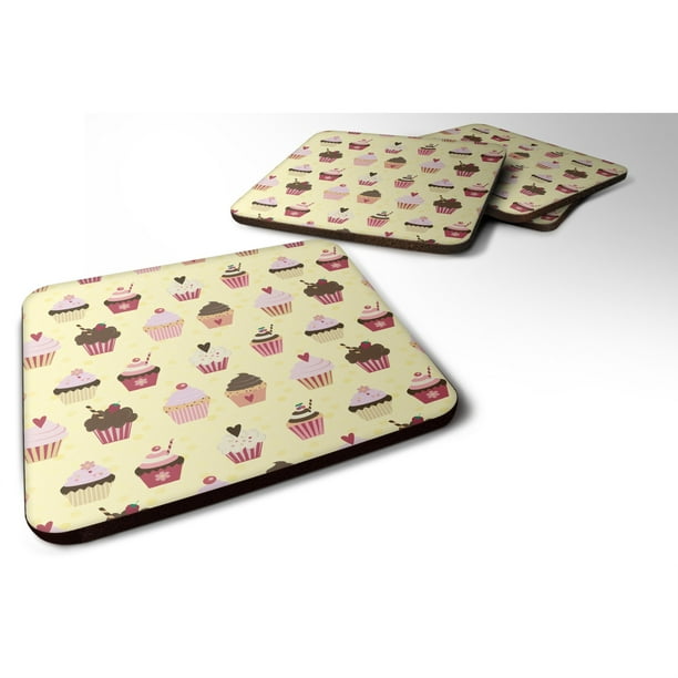 "Treasures Cupcakes on Yellow Decorative coasters, 3.5, Multicolor" Caroline's Treasures BB7295FC