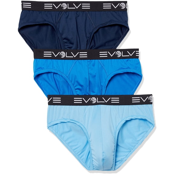 Evolve - Paquete de 3 Calzoncillos Deportivos para Hombre, Varsity Navy/Power Blue/Alaskan Blue, Large