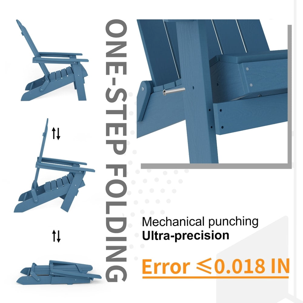 WINSOON All Weather HIPS Outdoor Folding Adirondack Chair Outdoor Garden Patio Chair-Navy