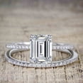 thumbnail image 2 of 1.25 Carat Emerald cut Moissanite & Moissanite Bridal Ring Set with 18k Gold Plating, 2 of 5