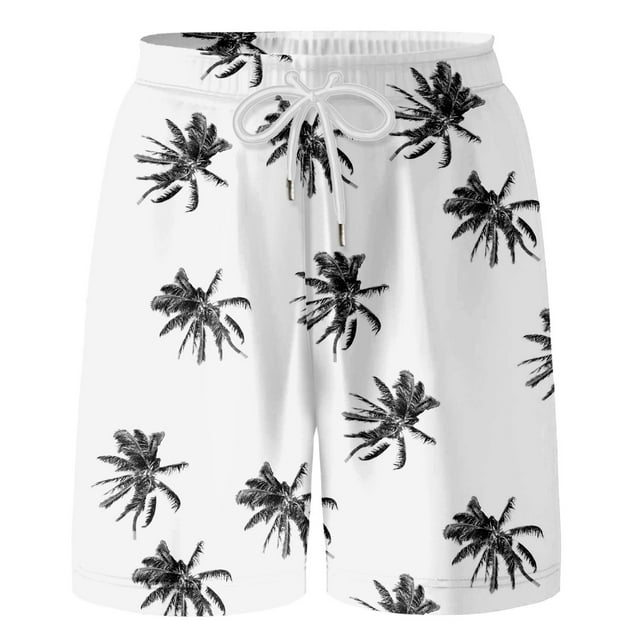 MIASHUI Shorts de Plage Décontractés pour Garçons et Filles, Imprimés, avec Cordon de Serrage, Blanc, 8-9 Ans
