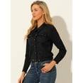 thumbnail image 4 of Unique Bargains Women's Faux Suede Point Collar Cropped Motorcycle Jacket S Black, 4 of 6