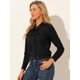 thumbnail image 4 of Chaqueta De Motociclista Con Bolsillos Planos Y Cuello Puntiagudo Casual Para Mujer Negro M, 4 of 6