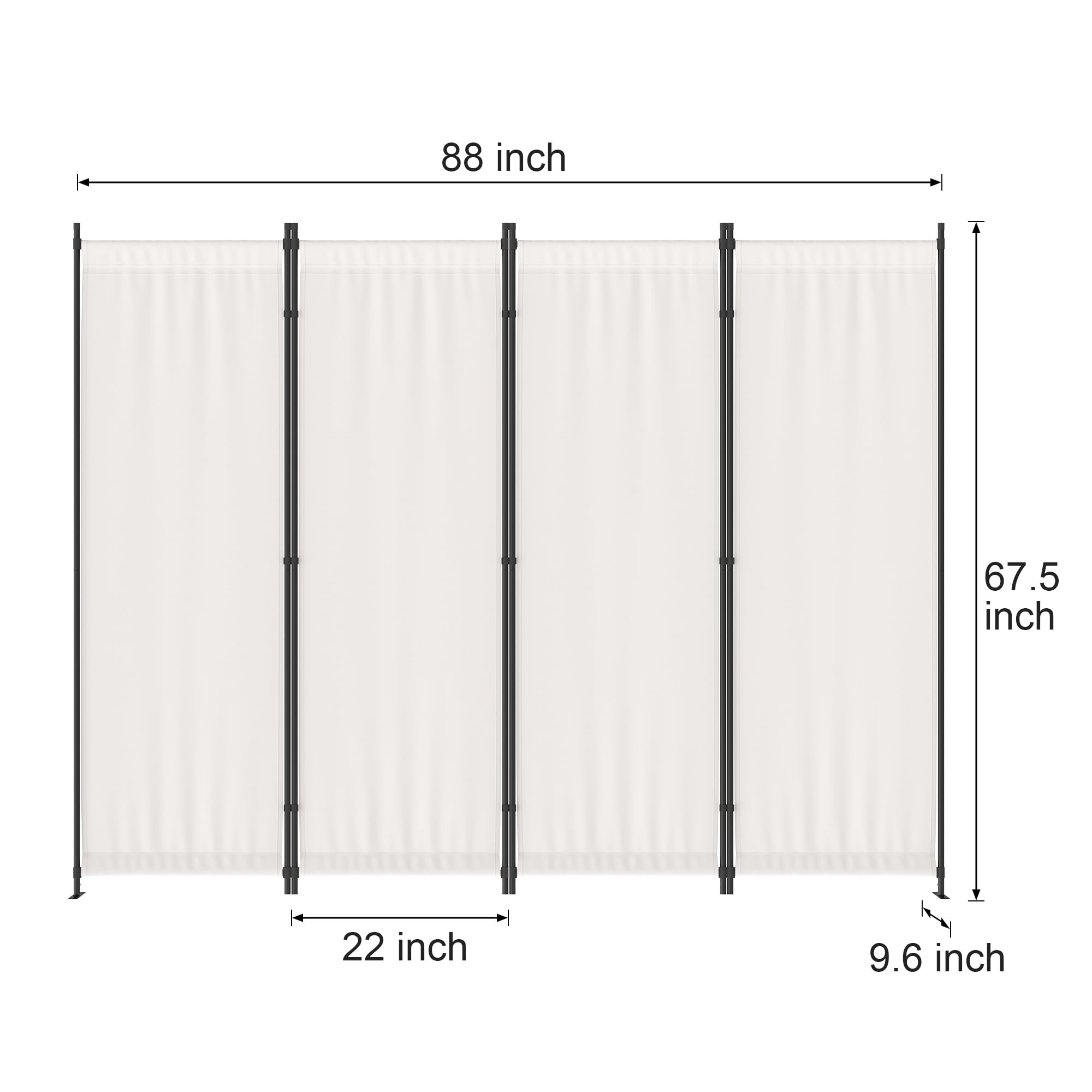Phonjoroo Room Divider Folding Privacy Screens 4 Panel Partitions 88" Dividers Portable Separating for Home Office Bedroom Dorm Decor