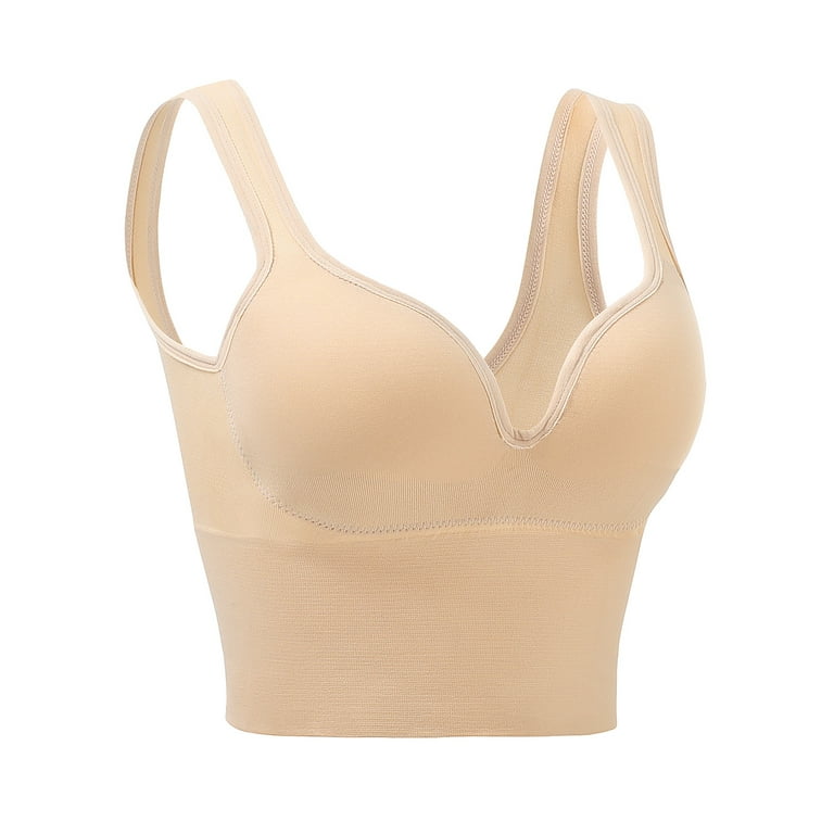 Back Smoothing Bras for Women No Wire Comfort Sleep Workout Activity with  Non Removable Pads Shaping Shapermint Bra for Womens Wirefree Beige XL