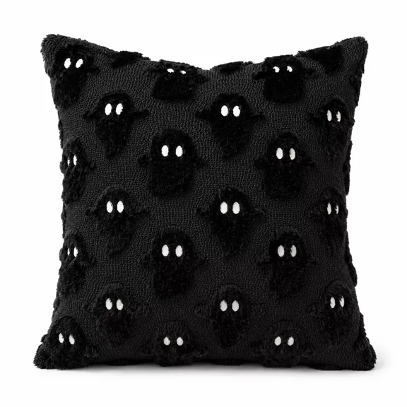 Halloween Plush 3D Ghost Textured Decorative Throw Pillow Cover for Sofa Bed Chair