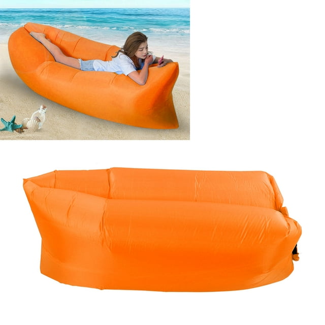 Inflatable Couch, Wear Resistant Foldable Inflatable Lounger Air Sofa Comfortable for Outdoor Sky Blue,Black,Orange