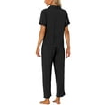 thumbnail image 3 of INSPIRE CHIC Women's Pajama Sets Short Sleeve Shirt Long Pant Sleevewear Nightshirt PJ Set M Black, 3 of 5