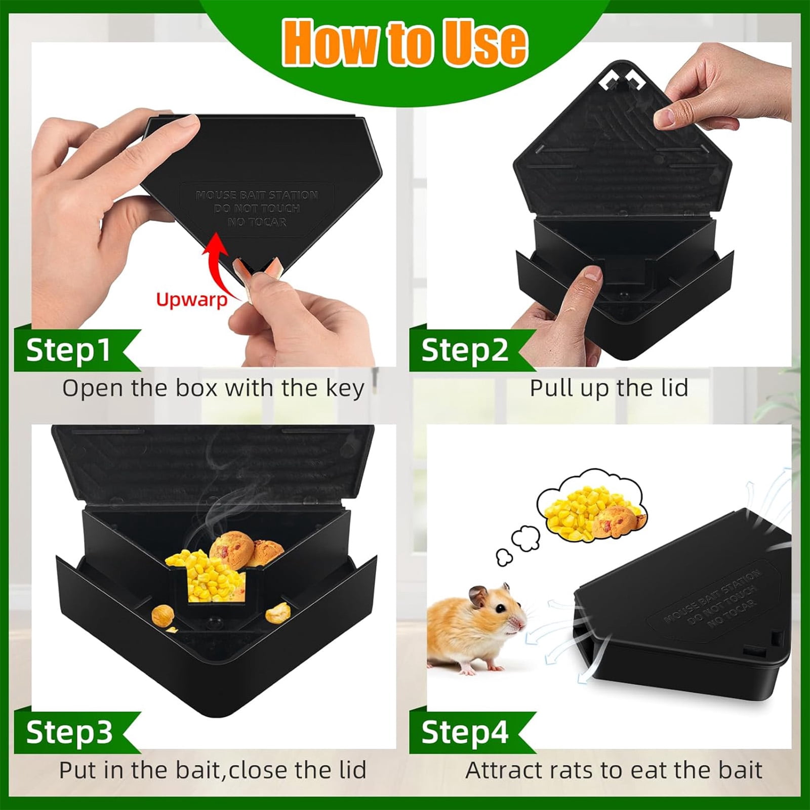 HYEASTR 18 Pack Mouse Station - Key Required Mice Bait Stations with Keys & Fully Safety Design, Suitable for Small Mice Indoor Outdoor Use