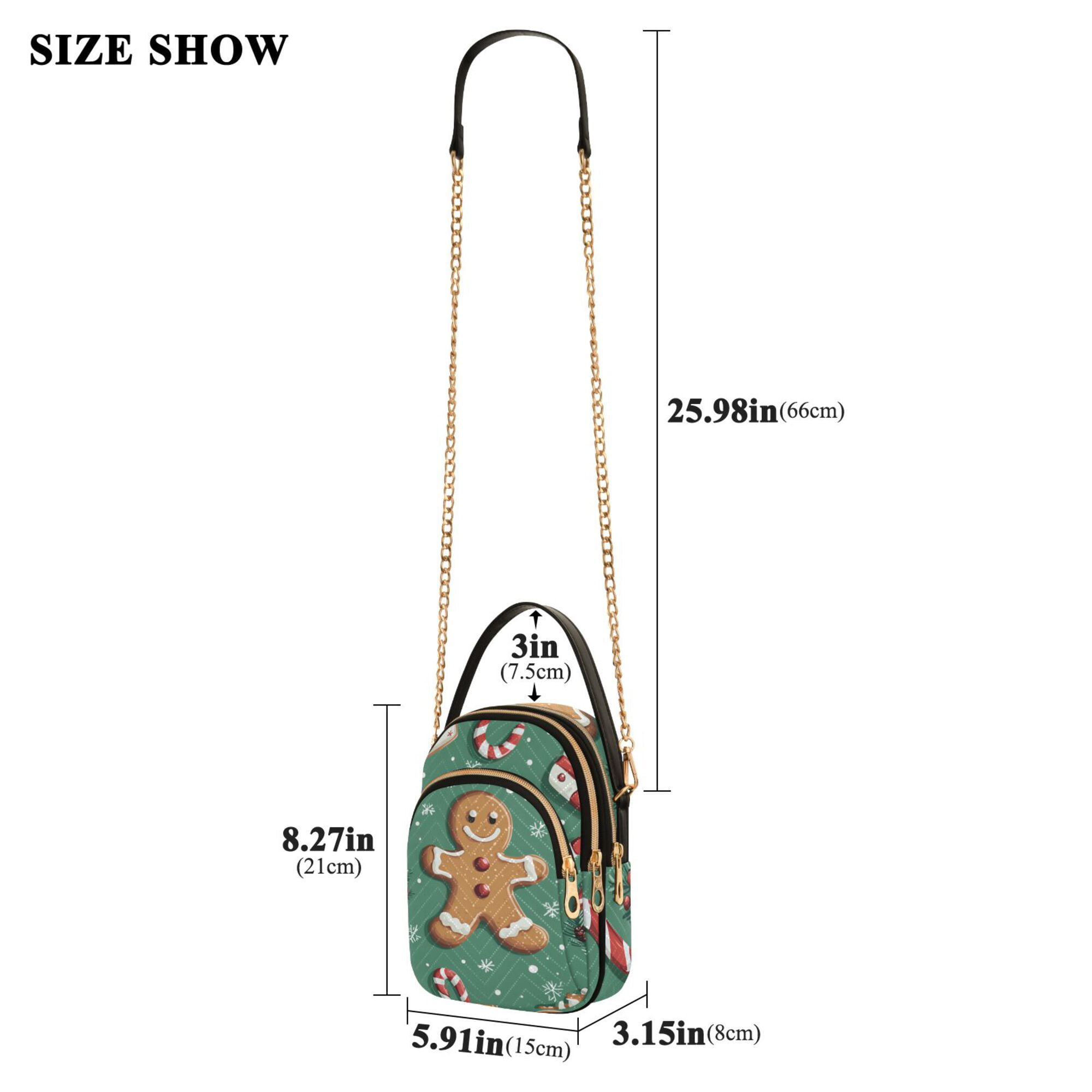 FORMRS Crossbody Bag for Women Quilted Travel Shoulder Cell Phone Purse with Chain Strap Handbag, Christmas Gingerbread