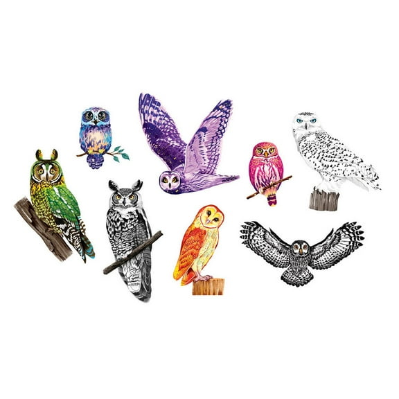 Colorful Owls Set WIRESTER Decal Vinyl Wall Stickers Decoration for Kids Room Bedroom Home Office Living Room Wall Bathroom