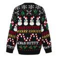 thumbnail image 4 of FRSASU Women's Christmas Sweater Snowman Candy Cane Jacquard Pattern Long Sleeve Round Neck Knit Xmas Pullover Black-A, 4 of 5