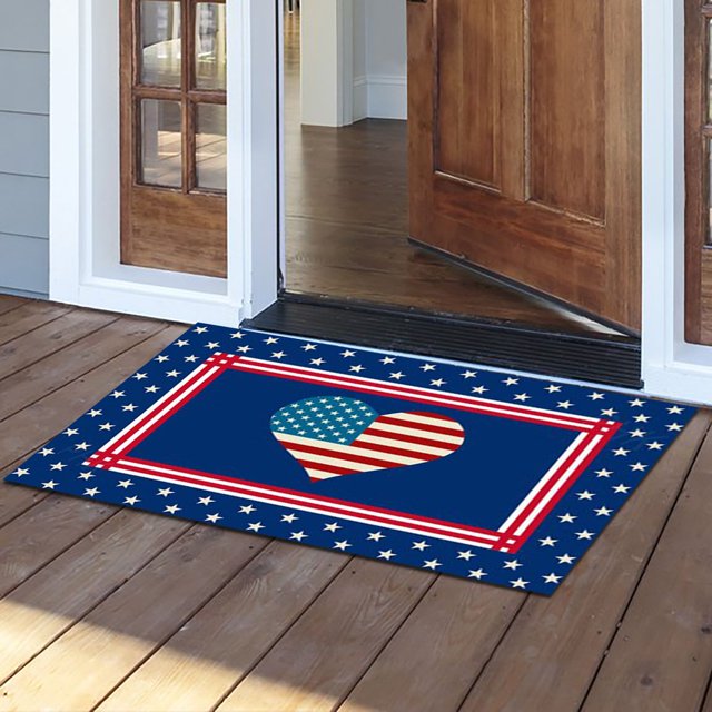 Mashaouyo Clearance American Flag Doormat 4th Of July Independence Day Non Slip Bath Rugs US Flag Floor Mat Entrance Front Door Rug for Home Living Room Bathroom