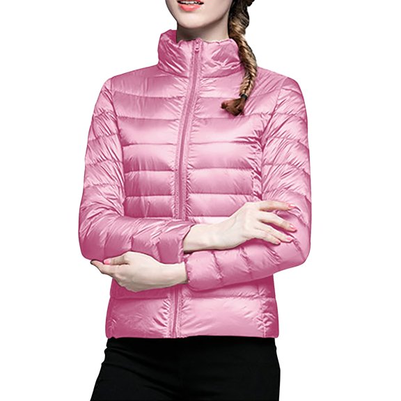 Niaviben Lightweight Puffer Jacket Women Cropped Puffer Jacket Women Quilted Jackets for Women Womens Fall Jackets Womens Jackets Puffy Coat Winter Coat for Women Pink S