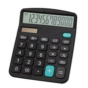 Calculator 12 Digit Display Solar Battery Dual Power Financial Dedicated Calculator Large Standard Function Desktop Business Calculator Multifunctional Calculating Machine KA08 Black