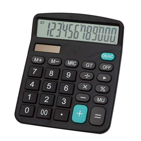 Calculator 12 Digit Display Solar Battery Dual Power Financial Dedicated Calculator Large Standard Function Desktop Business Calculator Multifunctional Calculating Machine KA08 Black