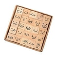 thumbnail image 2 of Juego de 25 sellos de diario de madera, sellos de goma, suministros decorativos para bricolaje, impresión Expresiones de dibujos animados, 2 of 8