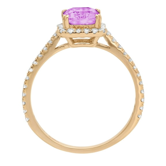 1.86 ct Emerald Cut Simulated Alexandrite Solitaire with Accents Engagement Ring for Women in 18K Yellow Gold