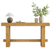 Tribesigns 63-Inch Solid Wood Console Table, Farmhouse Entryway Table, Sofa TableBehind Couch, Brown Entryway Hallway Foyer Table for Living Room