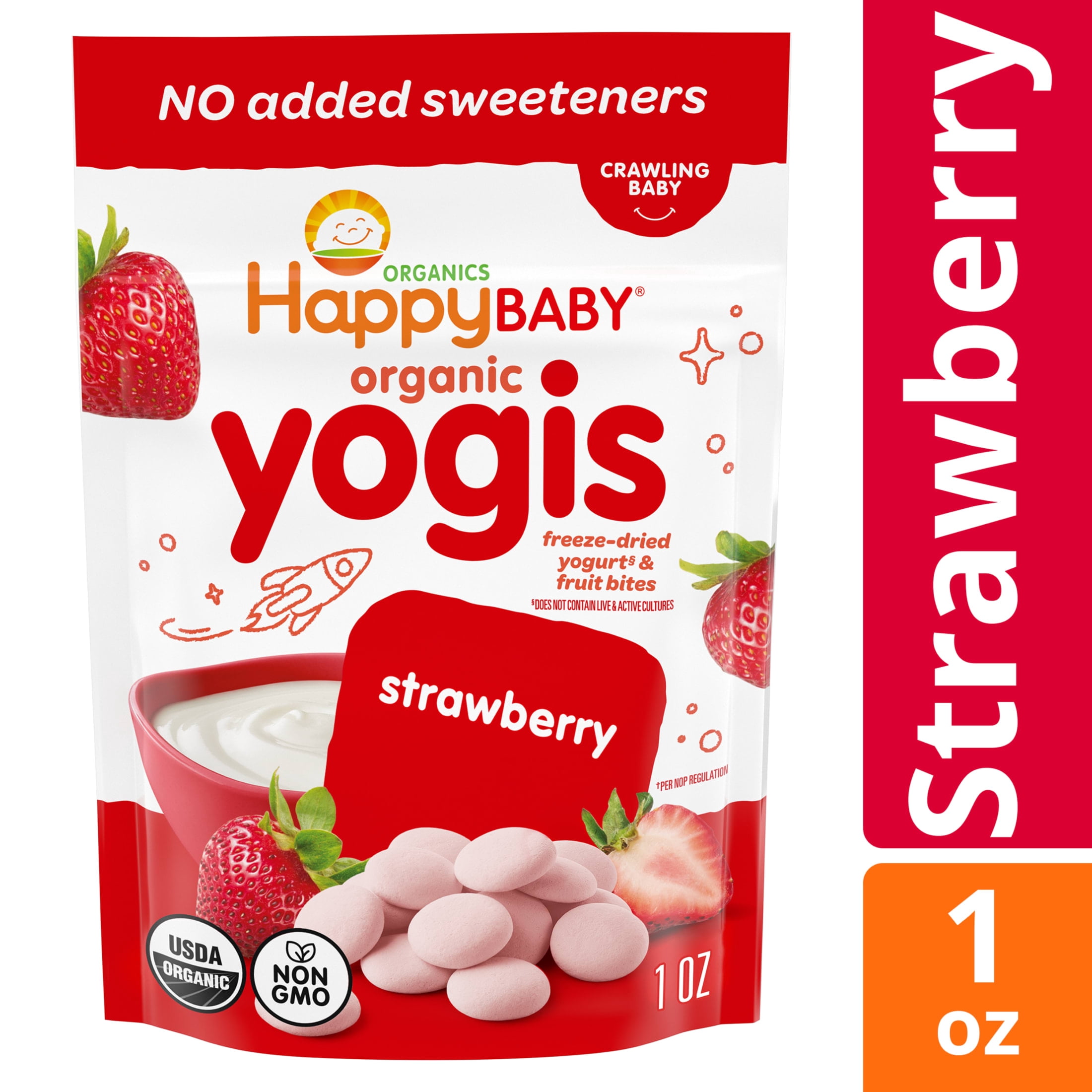 Happy Baby Yogis Organic Strawberry Yogurt Baby Snack 1 oz Freeze