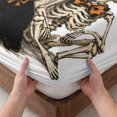 thumbnail image 3 of Twin XL Size Fitted Sheet Set - Funny Ghost Halloween 2 Piece Bedding Sets 16" Deep Pocket Fitted Sheet with 1 Pillowcases, Black Cats Skull Bats Brushed Microfiber Hotel Luxury Bed Sheets, 3 of 9