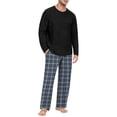 thumbnail image 3 of VV AVEORS Mens Pajama Set Pjs Christmas Plaid Sleepwear Cotton Lightweight Long Sleeve Pjs Soft Comfy Sleep Set With Pocket Navy 3XL, 3 of 8