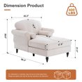 thumbnail image 2 of Aukfa Curved Arm Chaise Lounge Indoor Chair Oversized Mid-Century Modern Chair, 2 Pillows, Chenille, Beige, 2 of 10