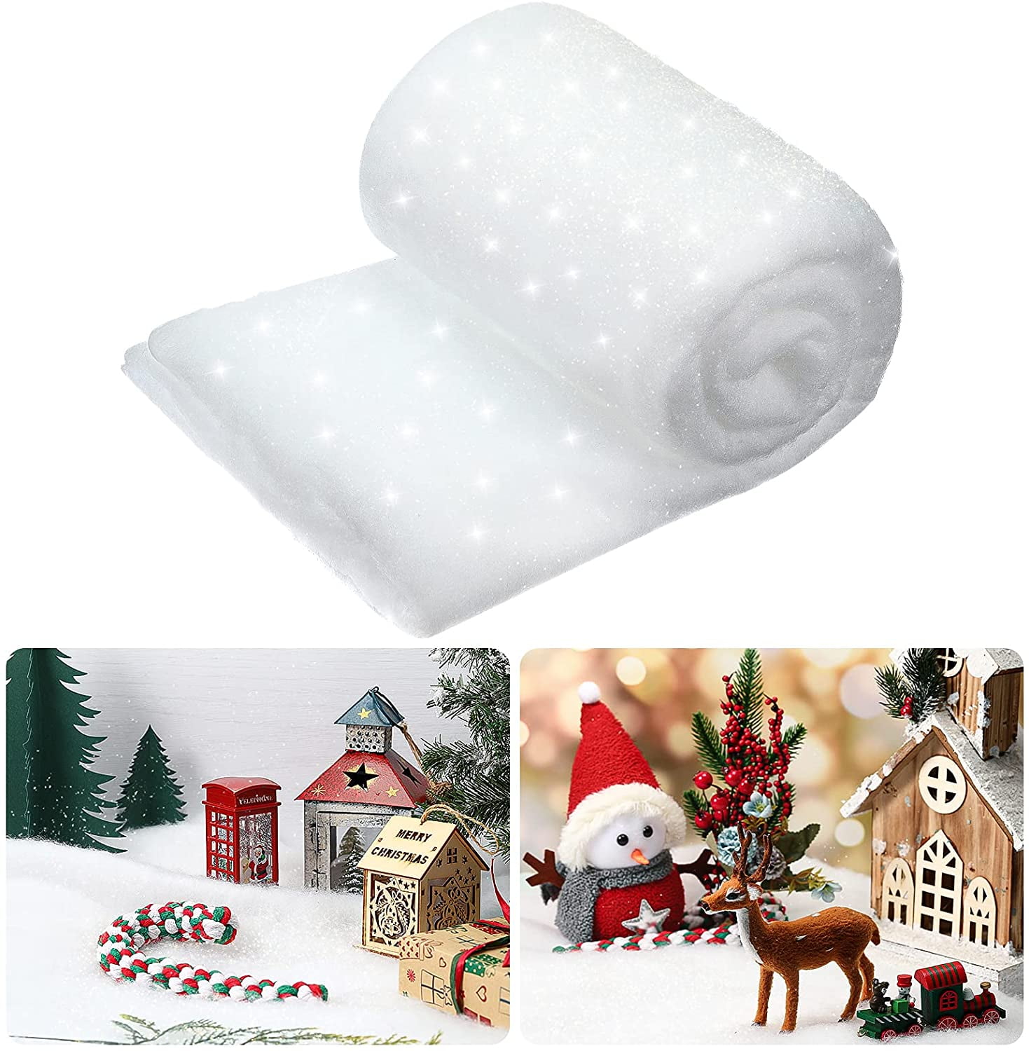 ICHUDAN Christmas Snow Blanket Set Glittered Artificial Snow Blanket