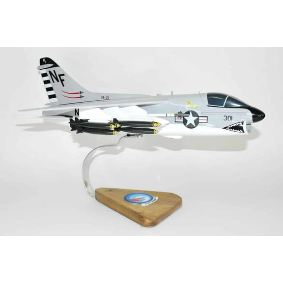 VA-93 Ravens A-7E (USS Midway 1981) Corsair II Model, LTV, 1/31 Mahogany Scale Model