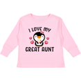 thumbnail image 3 of Inktastic I Love My Great Aunt with Cute Penguin and Hearts Girls Long Sleeve Toddler T-Shirt, 3 of 5