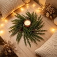 thumbnail image 4 of Dongrere Cypress Red Berry Candle Ring Wreath Artificial Table Centerpiece Ring for Candle Farmhouse Winter Holiday Dining Table Decor, C, 4 of 6